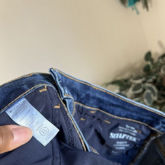 Athleta Sculptek Ultra Skinny Tuxedo Blue Two Tone Jean size 4 High Rise Stretch - Picture 7 of 8